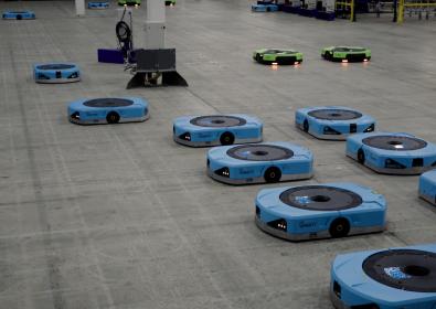 circular robots on floor